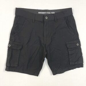 Monument Flex Tech Mens Striped Shorts 30 Black Stretch Board Shorts Chino Cargo